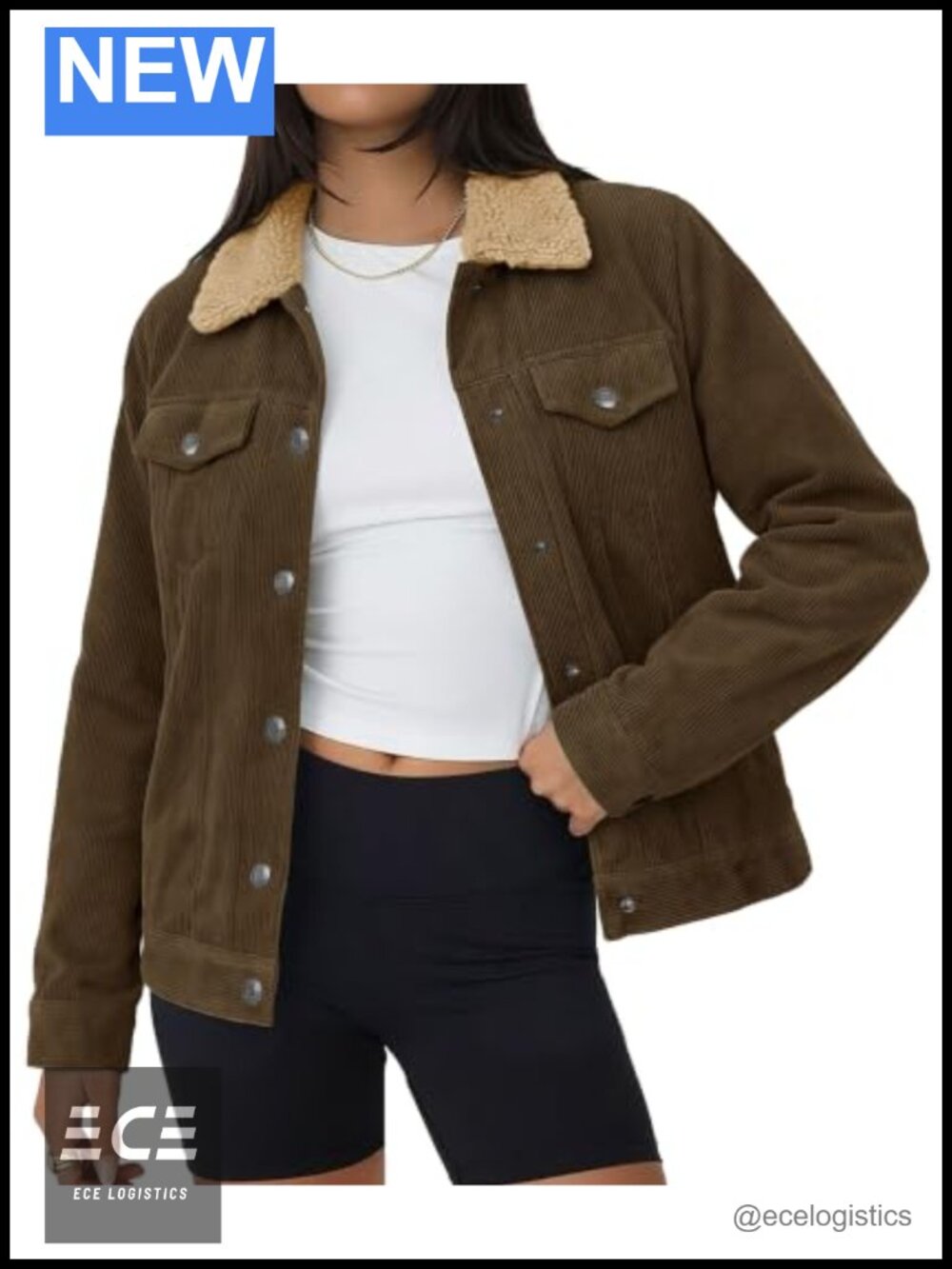 Women's Corduroy Button Down Jacket Sherpa Fleece Lined Coat